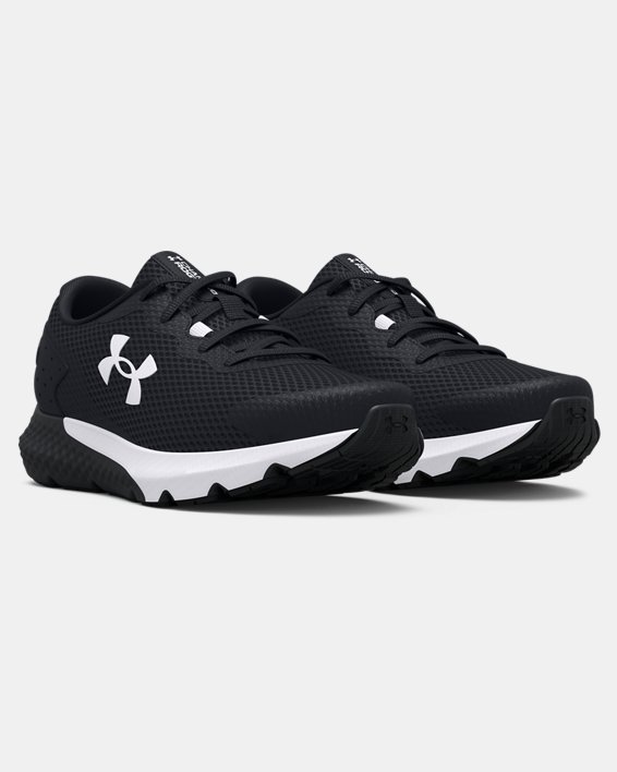 Boys' Grade School UA Charged Rogue 3 Running Shoes, Black, pdpMainDesktop image number 3